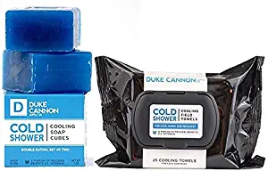 Duke Cannon Cold Shower Bundle for Men: Cooling Soap Cubes & Cooling Field Towels