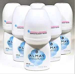 Almay Sensitive Skin Antiperspirant & Deodorant Roll-on,Fragnance Free- 1.7 Fl Oz (Pack of 6)