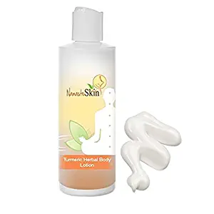 Vegan Herbal Body Lotion with Aloe, Vitamin E – Ideal for All Skin Types, Aging Skin - Everyday Skin Care Product To Prevent Stretch Marks, Skin Tone Texture Issues - with Turmeric in 8oz Bottle
