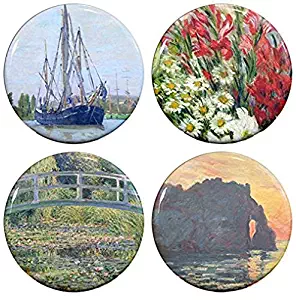 Buttonsmith Claude Monet Sailing Boat Impressionist Art 1.25" Refrigerator Magnet Set - Made in the USA