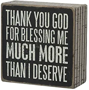 Primitives by Kathy Pinstriped Trimmed Box Sign, 4" x 4", Thank You God for Blessing Me