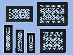 Antique Recreated Cast Iron Victorian Style Floor. Ceiling, Or Wall Grate For Return Air Intake Or Heat Vents. Floor Register Cover. 8" x 14" (Overall size 10" x 16") Cast Iron Grill without Damper (ZM-IR-814)