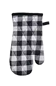 12" Cotton Gingham Oven Mitt - Black and White Checkered Buffalo Plaid - Creative Co-Op - Gift Idea Christmas Birthday