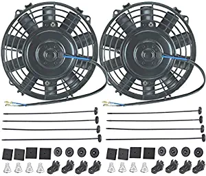 American Volt 12V Electric Radiator Cooling Fan Reversible High Performance Thermo Cooler Best CFM (6" Inch, Dual Fan)