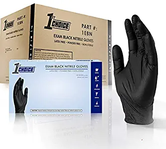1st Choice Exam 4 Mil Black Nitrile Gloves - Latex Free, Powder Free, Non-Sterile, Small, 1EBNS, Box of 100, Pack of 10