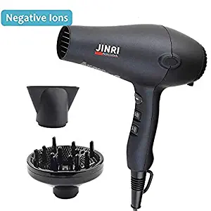 1875w Professional Tourmaline Hair Dryer,Negative Ionic Salon Hair Blow Dryer,DC Motor Light Weight Low Noise Hair Dryers with Diffuser & Concentrator,Black ETL Certified
