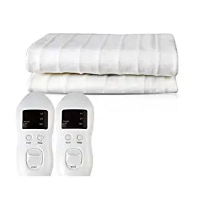 Cesobey Electric Heated Mattress Pad, Electric Heating Bed Toppers with Easy-Set Control and Timer, Fast Heating Technology, Ultra-Fresh Anti-Bacteria Extra Comfort, White (Queen Size)