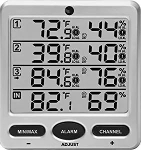 Ambient Weather WS-10-C Wireless Indoor/Outdoor 8-Channel Thermo-Hygrometer, Console Only