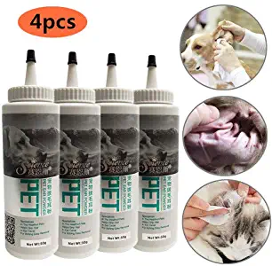 Cat Dog Ear Cleaner,Health Pet Ear Wash,Portable Puppy Ear Clean Powder for Treatment and Relief of Itchy Ears,Gently Removes Wax and Debris,Reduces Odor and Maintains Ear Cleanliness (4pcs)