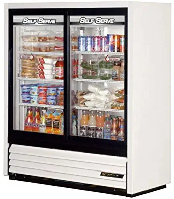 True Slide Door Slim Line Refrigerator Merchandiser, 17 Cubic Ft