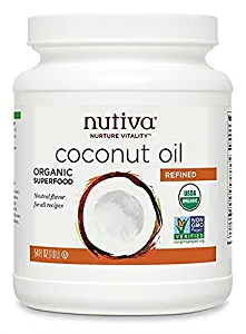 Nutiva Organic, Neutral Tasting, Steam Refined Coconut Oil from non-GMO, Sustainably Farmed Coconuts, 54 Fl Oz (Pack of 1)
