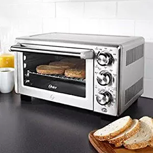 Toaster Oven Convection Combo Spacious Interior, Stainless Steel, Fast Cook, Heat, Brown, with Broil Rack and Baking Tray, Silver
