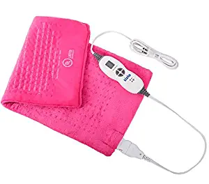 XL Heating Pad 12"X24" Moist Or Dry Heat Therapy for Back Neck Shoulder Pain Relief and Muscle Cramps. 2 Hour Auto Shut-Off for Piece of Mind - Machine Washable Micro-Plush Fabric Pink