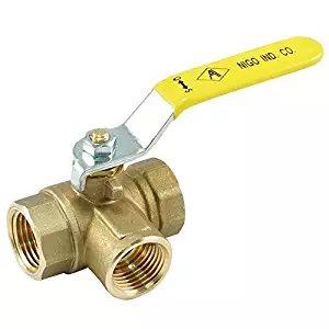 NIGO 180SS Series 3-Way (L-Port) Forged Brass Ball Valve, Lever Handle, NPT Female, Full Port 400WOG (1")