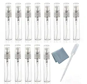 Elfenstal- 25pcs Clear 5ml 1/6oz Glass Atomizer bottle Spray Refillable Perfume Empty Bottle Glass Clean Cloth for Travel Party Must Makeup Tool
