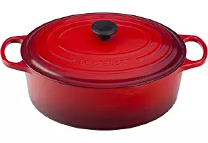Le Creuset Signature Enameled Cast-Iron 9.5 Quart Oval French (Dutch) Oven, Cerise (Cherry Red)
