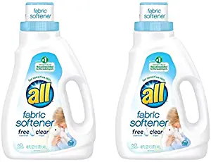all Liquid Fabric Softener, Free Clear for Sensitive Skin, 48 Fluid Ounces, 60 Loads (Pack of 2)