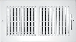 24" X 6" 2-Way-Vertical AIR Supply Grille - Vent Cover & Diffuser - Flat Stamped Face - White [Outer Dimensions: 25.75"w X 7.75"h]