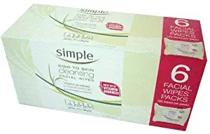 Simple Cleansing Facial Wipes (Boxed 6 packs x 25 wipes) Total 150 Wipes