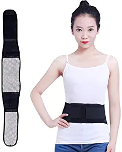 WooyMo Back Brace Support Belt, Adjustable Tourmaline Self Heating Magnetic Therapy Waist Support Belt Portable Elastic Infrared Lumbar Brace Belt with Double Pull Strap