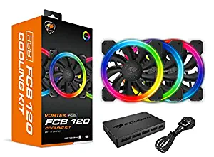 Cougar Hydraulic Vortex RGB FCB 120 mm Cooling Kit Included COUGAR Core Box C with Tri-Directional Lighting, RGB Effects and Motherboard Sync (3 Pack)