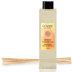 LOVSPA Refresh Citrus Reed Diffuser Oil Refill with Reed Sticks | Sicilian Blood Orange | Energizing Grapefruit & Bergamot Fragrance Oil Scent Sticks | Made in The USA