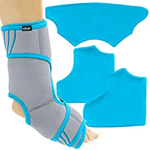 Vive Ankle Ice Pack Wrap - Foot Cold / Hot Compression Brace - Adjustable Freeze Support For Cooling / Heating Achilles Injuries, Tendonitis, Plantar Fasciitis, Sore Feet, Inflammation, MuscleSprain