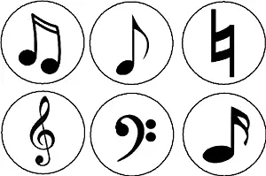 Set of 6 MUSICAL SYMBOLS Magnets - Music Musician Notes Natural Sign Treble Bass Clef Signs