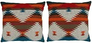 Ruth&Boaz Inka Pattern Square Decor Pillow Case Cushion Cover (18“x18, D(Orange) Set of 2)