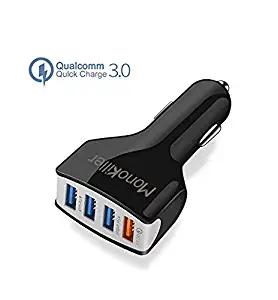 Cell Phone Car Charger, Monokiller Quick Charge 3.0 + 4A Smart IC 3 USB Car Charger Adapter for any iOS or Android Devices: iPhone X/6/6S/8/ 8Plus/7/7S/7Plus/5/5S/SE/4 Samsung Galaxy S8/S7/ S6/S5 Edge