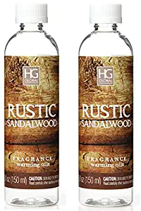 Hosley Aromatherapy Premium Rustic Sandalwood Scented Warming Oils Set of 2 6 Fluid Ounces Each Made in The USA Ideal Gift for Weddings Spa Reiki Meditation Bathroom Settings W1