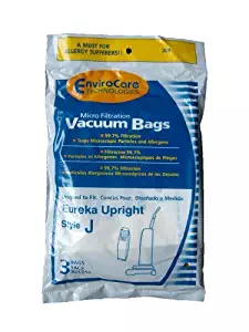 3 Eureka Allergy Style J Vacuum Bags, Athena, Boss Power Upright, Limited Edition, Power Plus Vacuum Cleaners, 2270, 2271, 2272, 2273, 2900-2920, 61515, 61515-12 , 61995, 2902AV, 2271A by EnviroCare