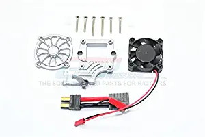 Traxxas TRX-4 Trail Defender Crawler / TRX-6 Mercedes-Benz G63 Upgrade Parts Aluminum Motor Cooling Fan with Easy Switch - 1 Set Gray Silver