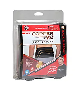 Copper Fit Pro Series Back Support with Hot/Cold Therapy, Black with Copper Trim, Small/Medium