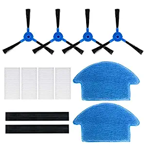 Universal Replacement Accessories Set for Robot Vacuum Cleaner Pureatic V2, High-Performance 4 Brushes, 4 Filters and 2 Mopping Cloths