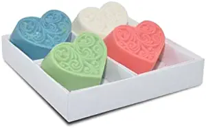 Heart bar Soap Set of 4 (3.5oz Each) -Handmade in The USA Natural Ingredients with Extra Shea Butter for Extra Moister ! Lavender, Lemongrass, Vanilla and Ocean Fragrance, Great for Mothers Day