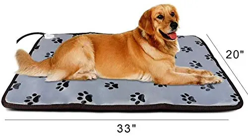 dibikou XL Chew Resistant Pet Heating Pad for Large Dogs Cats Indoor Outdoor with Thermostat Safety Heating Pad