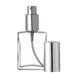 Grand Parfums Empty Perfume Atomizer 2 Oz, Flat Glass Bottle, Silver Sprayer 60ml Decant Fragrance Bottle