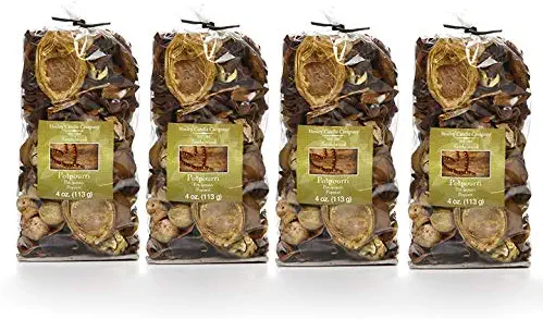 Hosley Sandalwood Vanilla Scented 16 Ounces Natural Potpourri Bags Set of 4 4 Ounces Each Infused with Essential Oils Ideal for Weddings Spa Reiki Meditation Settings O9