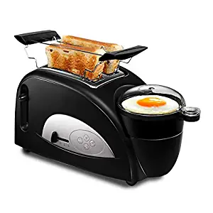 Yankuoo Multifunctional 2 in 1 Stainless Steel 2 Slices Bread Toaster Electric Eggs Cooker Breakfast Maker Household Oven Machine 1200W