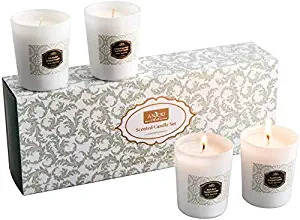Anjou Scented Candle 4 Pack Gift Set, Includes Pear Freesia, BlackBerry Bay, Orange Peppermint, 20 Hours Burn Time Per Cup, 4 x 70 g Stress Relief, 4 x 70g, White