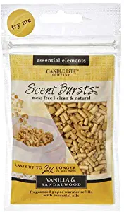 Candle-Lite Essential Elements Vanilla & Sandalwood 4 Pack Clean & Natural Scent Bursts Paper Warmer Refills Lasts 2X Longer Than Wax