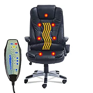 Belovedkai Office Computer Desk Heating Massage Chair Executive Ergonomic Chair 360 Degree Height Adjustable 7 Point Massage Chair (Black)