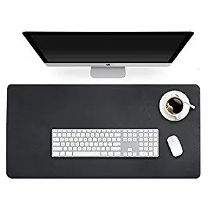 Blotter Pad Desk Mat Desktop Accessory on Top of Desks for Writing Table Topper Protector Office Computer Laptop Under Keyboard Mousepad Waterproof Decor PU Leather Black Extra Large XXL 24 X 48 Inch
