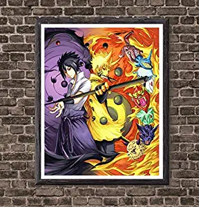 MS Fun Legend of Ninja Uchiha Sasuke and Naruto Uzumaki Anime Canvas Art Prints for Home Decoration, 8 x 10 Inches,No Frame