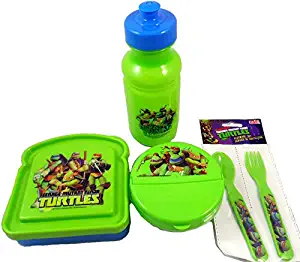 TMNT Teenage Mutant Ninja Turtles Sandwich & Snack Container, Flatware & Water Bottle