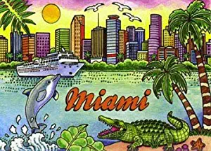 Miami Florida Skyline Fridge Collector's Souvenir Magnet 2.5" X 3.5"
