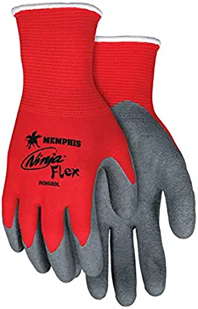MCR Safety N9680L Ninja Flex Glove, Large, Red/Gray (Pack of 12)