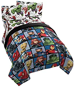 Jay Franco Marvel Avengers Team 5 Piece Full Bed Set - Includes Reversible Comforter & Sheet Set - Super Soft Fade Resistant Polyester - (Official Marvel Product)