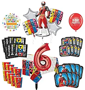 Power Rangers 6th Birthday Party Supplies 8 Guest Decoration Kit and Balloon Bouquet